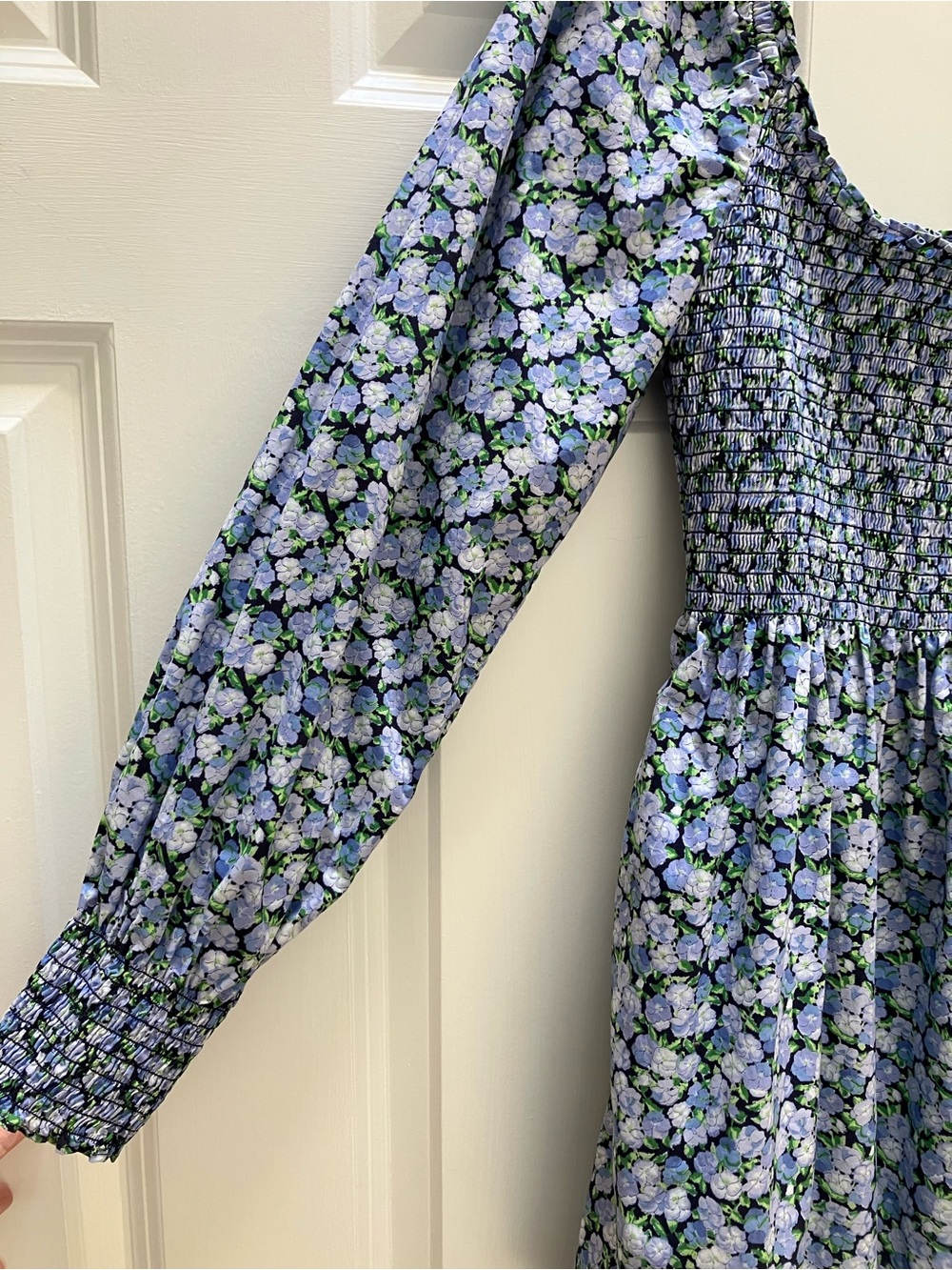 Hill House Home Norah Dress Mini Long Sleeve Floral Blue Pansy Print Large - Picture 7 of 13